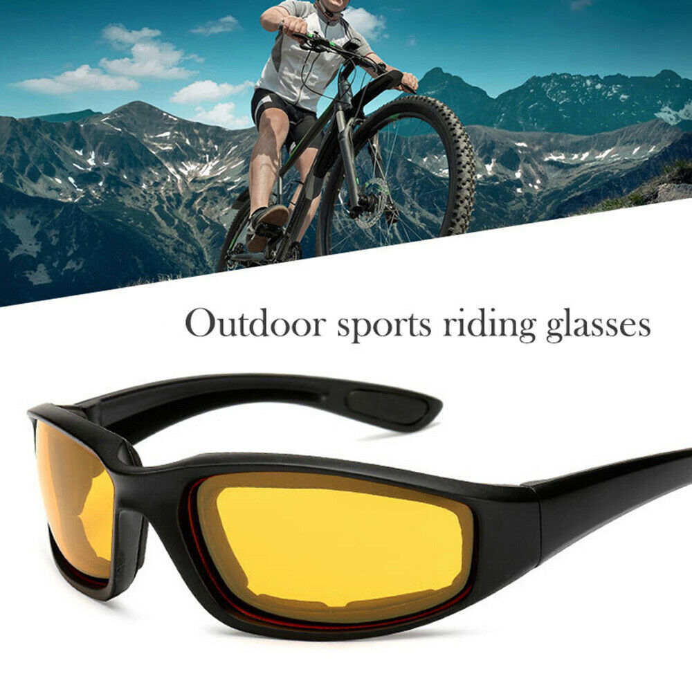 Cycling Sunglasses Chopper Outdoor Sports Glasses For Men Wrap Around UV400 Protection For Fishing Driving Glasses Wind Resistant Clear Yellow Gray Lens 3 Pack